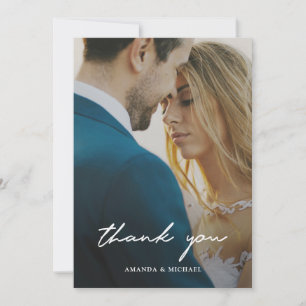 Cartão De Agradecimento Casamento de Fotografia Moderna e Simples