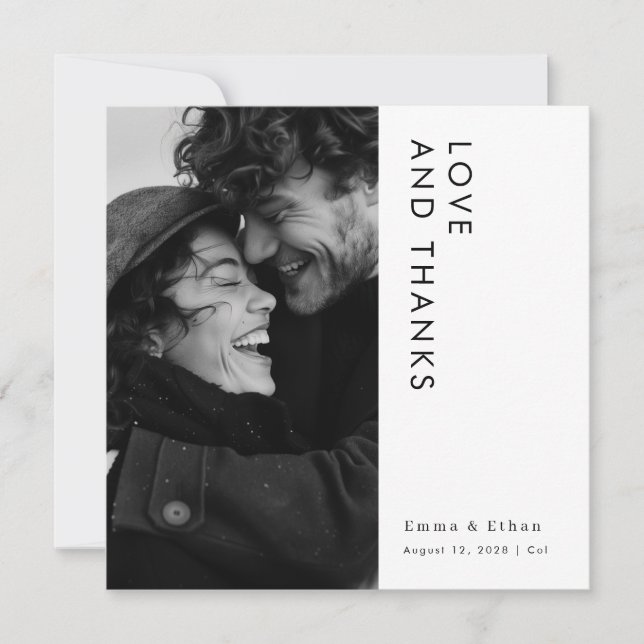 Cartão De Agradecimento Casamento de Fotografia Moderna Simples (Frente)