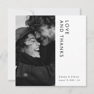 Cartão De Agradecimento Casamento de Fotografia Moderna Simples