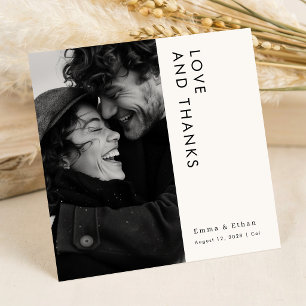 Cartão De Agradecimento Casamento de Fotografia Moderna Simples