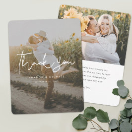 Cartão De Agradecimento Casamento de Fotografia Moderna Simples