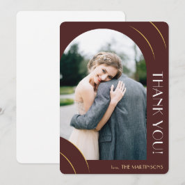 Cartão De Agradecimento Casamento de Fotografia Moderno Burgundy