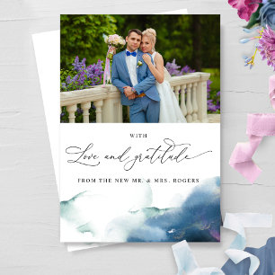 Cartão De Agradecimento Casamento de Fotografia por Aquarela Celestial Ele