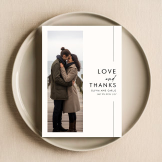 Cartão De Agradecimento Casamento de Fotografia Russo de Script Elegante