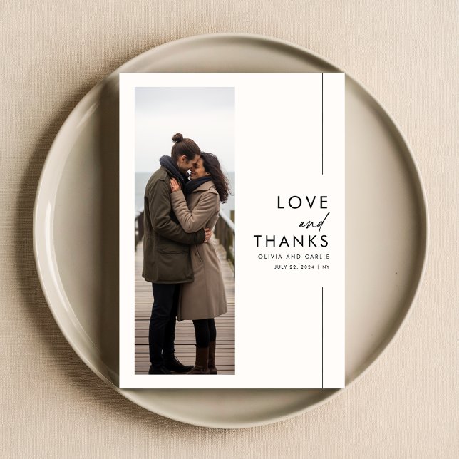 Cartão De Agradecimento Casamento de Fotografia Russo de Script Elegante (Criador carregado)