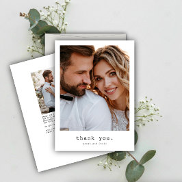 Cartão De Agradecimento Casamento de Fotografias Clássicas Simples Retro