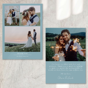 Cartão De Agradecimento Casamento de Fotografias com Minério Azul de Ovo d