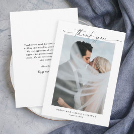 Cartão De Agradecimento Casamento de Fotografias com Retrato Simples