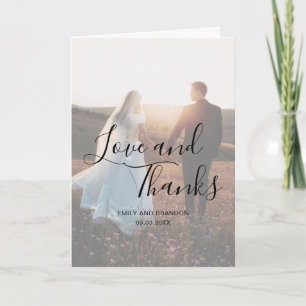 Cartão De Agradecimento Casamento de Fotografias com Script Elegante de Am