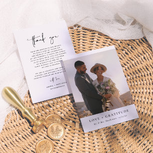 Cartão De Agradecimento Casamento de Fotografias com Script Elegante Minim