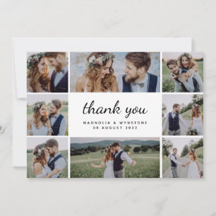 Cartão De Agradecimento Casamento de Fotografias com Script Elegante Simpl