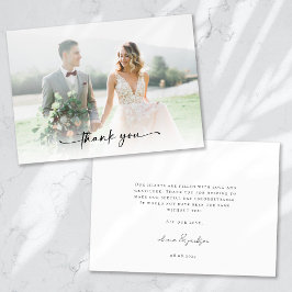 Cartão De Agradecimento Casamento de Fotografias com Script Minimalista
