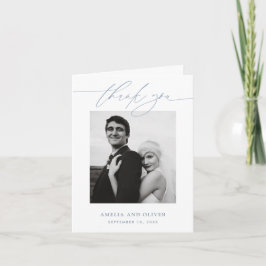 Cartão De Agradecimento Casamento de Fotografias com Script Minimalista Du