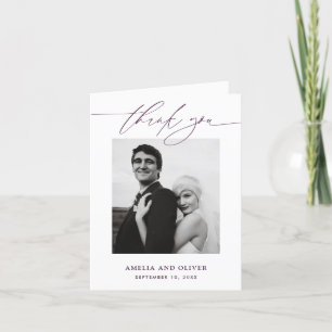 Cartão De Agradecimento Casamento de Fotografias com Script Minimalista Ro