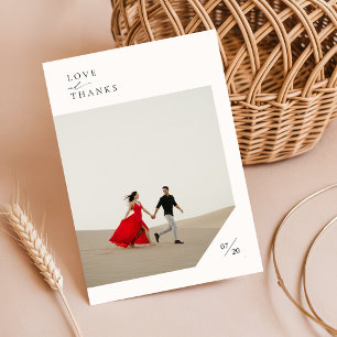 Cartão De Agradecimento Casamento de Fotografias com Script Moderno Simple
