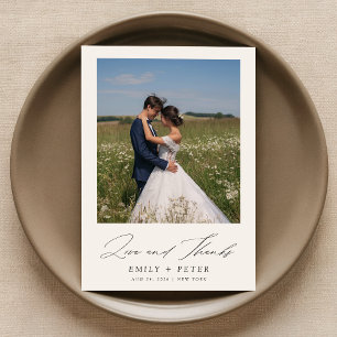 Cartão De Agradecimento Casamento de Fotografias com Script Moderno Simple