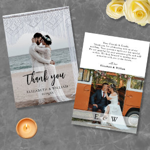 Cartão De Agradecimento Casamento de Fotografias com uma camada branca sim