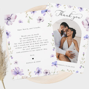 Cartão De Agradecimento Casamento de Fotografias com Violeta Violeta e Arc