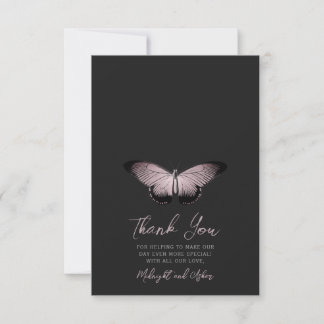 Cartão De Agradecimento Casamento de Fotografias da Borboleta Gótica