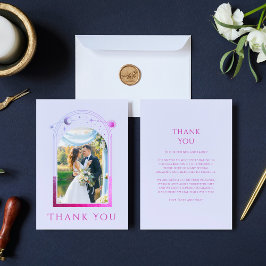 Cartão De Agradecimento Casamento de Fotografias da Estrela Solar Rosa-Ros