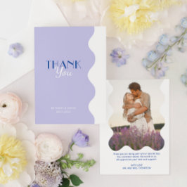 Cartão De Agradecimento Casamento de Fotografias da Fronteira de Onda de L