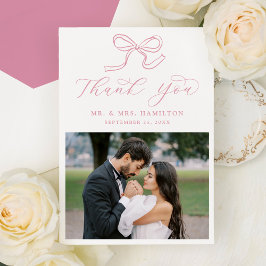 Cartão De Agradecimento Casamento de Fotografias de Arco Rosa Elegante Ros