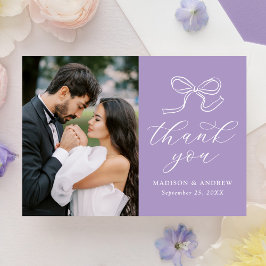 Cartão De Agradecimento Casamento de Fotografias de Lavanda Elegante