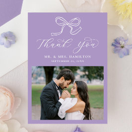 Cartão De Agradecimento Casamento de Fotografias de Lavanda Elegante