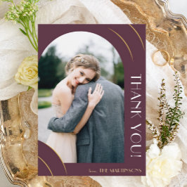 Cartão De Agradecimento Casamento de Fotografias de Plum bonito