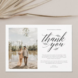 Cartão De Agradecimento Casamento de Fotografias de Script Elegante