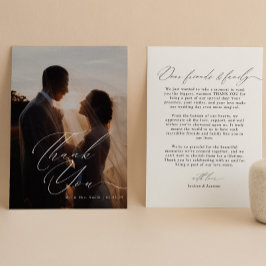 Cartão De Agradecimento Casamento de Fotografias de Script Elegante Modern