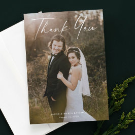 Cartão De Agradecimento Casamento de Fotografias de Script Moderno