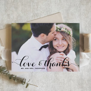 Cartão De Agradecimento Casamento de Fotografias de Script Whimsical