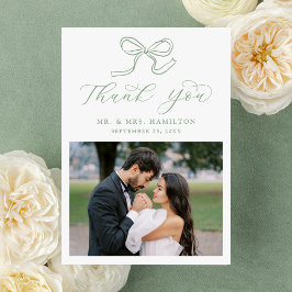 Cartão De Agradecimento Casamento de Fotografias do Arco Verde Elegante Sa