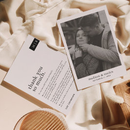 Cartão De Agradecimento Casamento de Fotografias do Monograma Típico Mínim