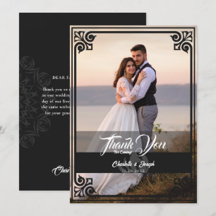 Cartão De Agradecimento Casamento de Fotografias do Swan Negro em Deco de 