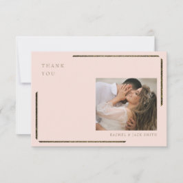 Cartão De Agradecimento Casamento de Fotografias Dourado e Blush Obrigado