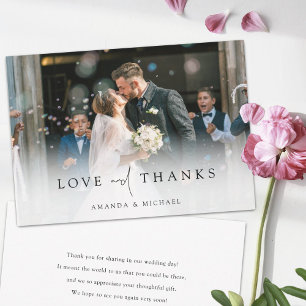 Cartão De Agradecimento Casamento de Fotografias Elegante Simples