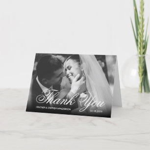 Cartão De Agradecimento Casamento de Fotografias Formais Elegantes