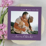 Cartão De Agradecimento Casamento de Fotografias Mauve 2 do Elegant Obriga<br><div class="desc">A Mão Moderna Mínima Elegante Deixou 2 Fotografias de Cartões de agradecimentos na cor Mole Púrpura. modelo de cartões de agradecimentos de casamento com uma foto na frente e uma foto na parte traseira. Com o texto "Amor e obrigados" numa letra de escrita caligráfica ou tipografia, escrita à mão, em...</div>