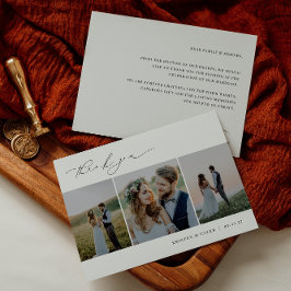 Cartão De Agradecimento Casamento de Fotografias Minimalista 3 do KRISTEN