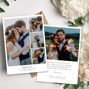 Cartão De Agradecimento Casamento de Fotografias Minimalista 5