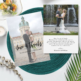 Cartão De Agradecimento Casamento de Fotografias Minimalista Moderno Elega