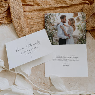 Cartão De Agradecimento Casamento de Fotografias Mínimas Modernas de "Obri