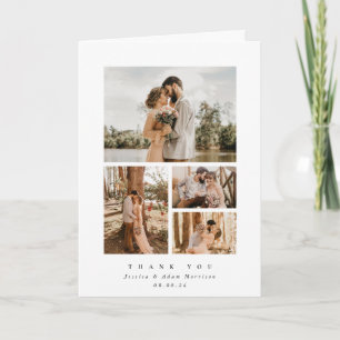 Cartão De Agradecimento Casamento de Fotografias Mínimo 4 Elegante Branco