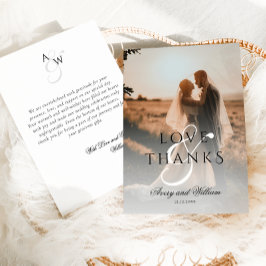 Cartão De Agradecimento Casamento de Fotografias Mínimo Moderno Elegante