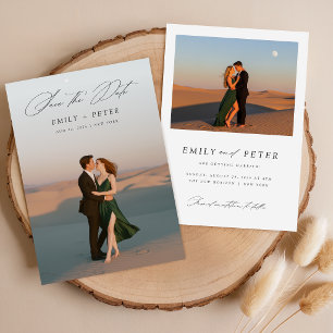 Cartão De Agradecimento Casamento de Fotografias Modernas com Script Simpl
