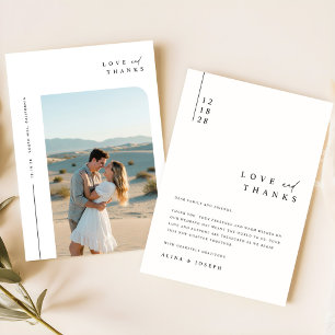Cartão De Agradecimento Casamento de Fotografias Modernas com Script Simpl