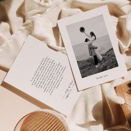 Cartão De Agradecimento Casamento de Fotografias Moderno Minimalista