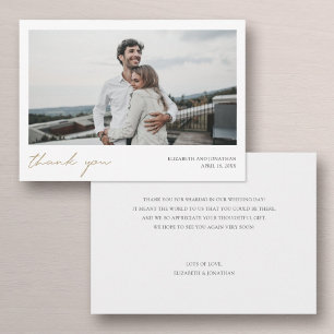 Cartão De Agradecimento Casamento de Fotografias Personalizadas de Script